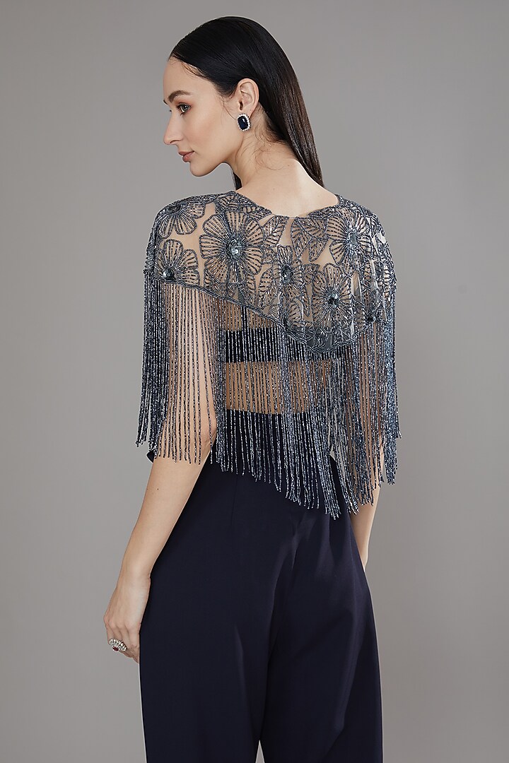 Grey Sequins & Cutdana Cape by PETERPAN TRINKETS at Pernia's Pop Up Shop