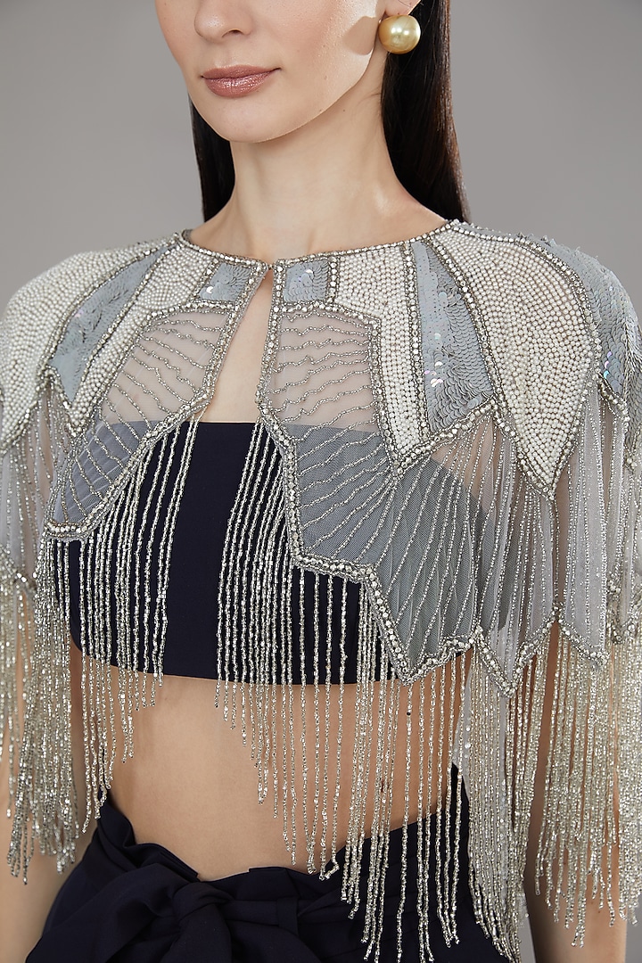 Silver Sequins & Cutdana Cape by PETERPAN TRINKETS at Pernia's Pop Up Shop