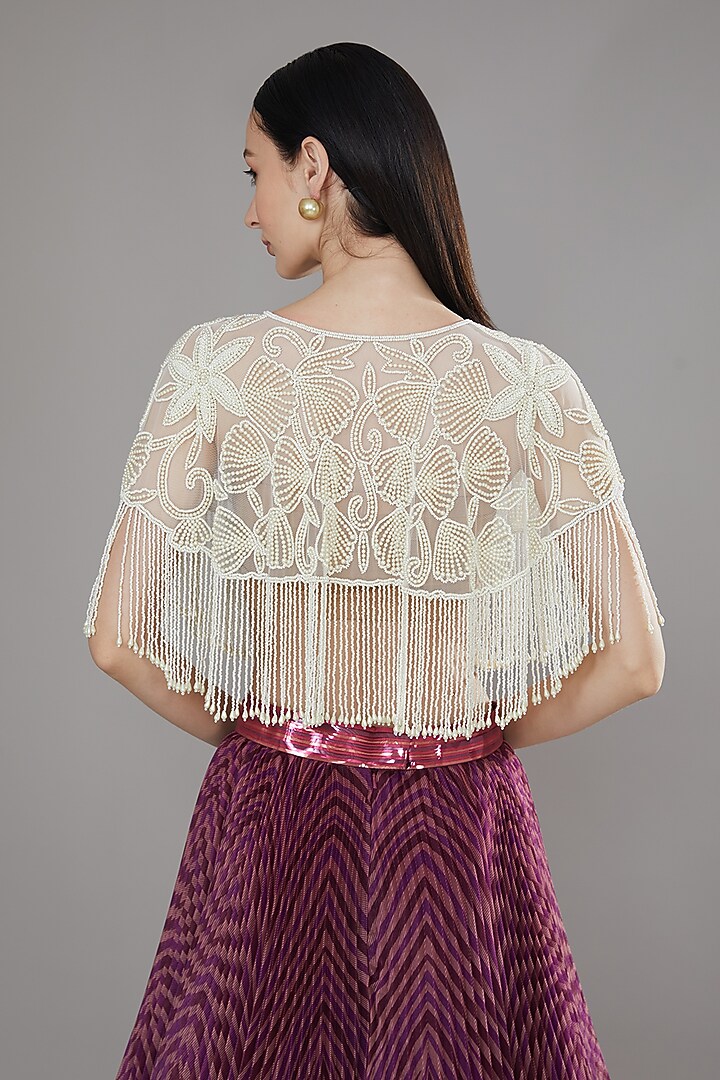 White Sequins & Cutdana Cape by PETERPAN TRINKETS at Pernia's Pop Up Shop