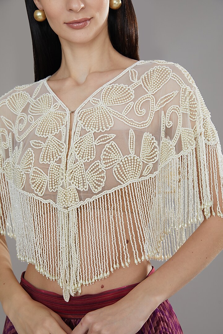 White Sequins & Cutdana Cape by PETERPAN TRINKETS at Pernia's Pop Up Shop