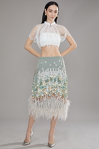 White Sequins & Cutdana Cape by PETERPAN TRINKETS