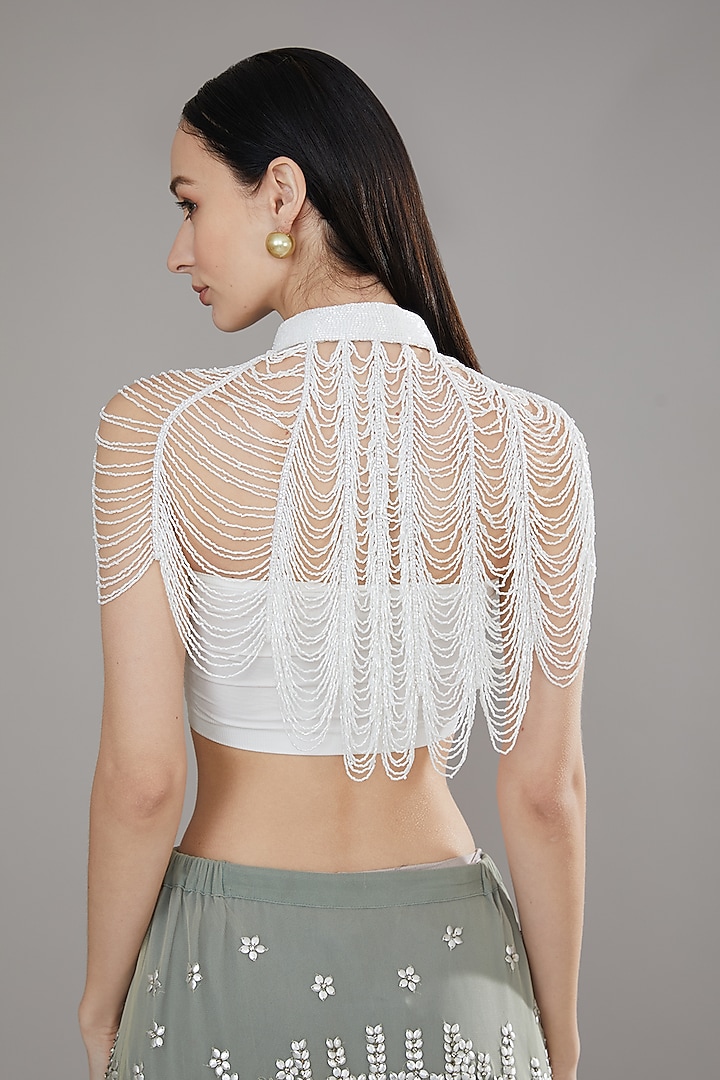White Sequins & Cutdana Cape by PETERPAN TRINKETS at Pernia's Pop Up Shop