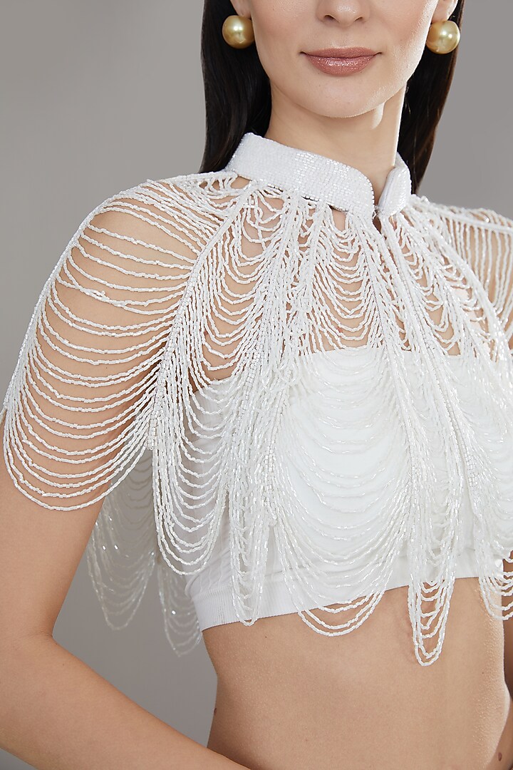 White Sequins & Cutdana Cape by PETERPAN TRINKETS at Pernia's Pop Up Shop