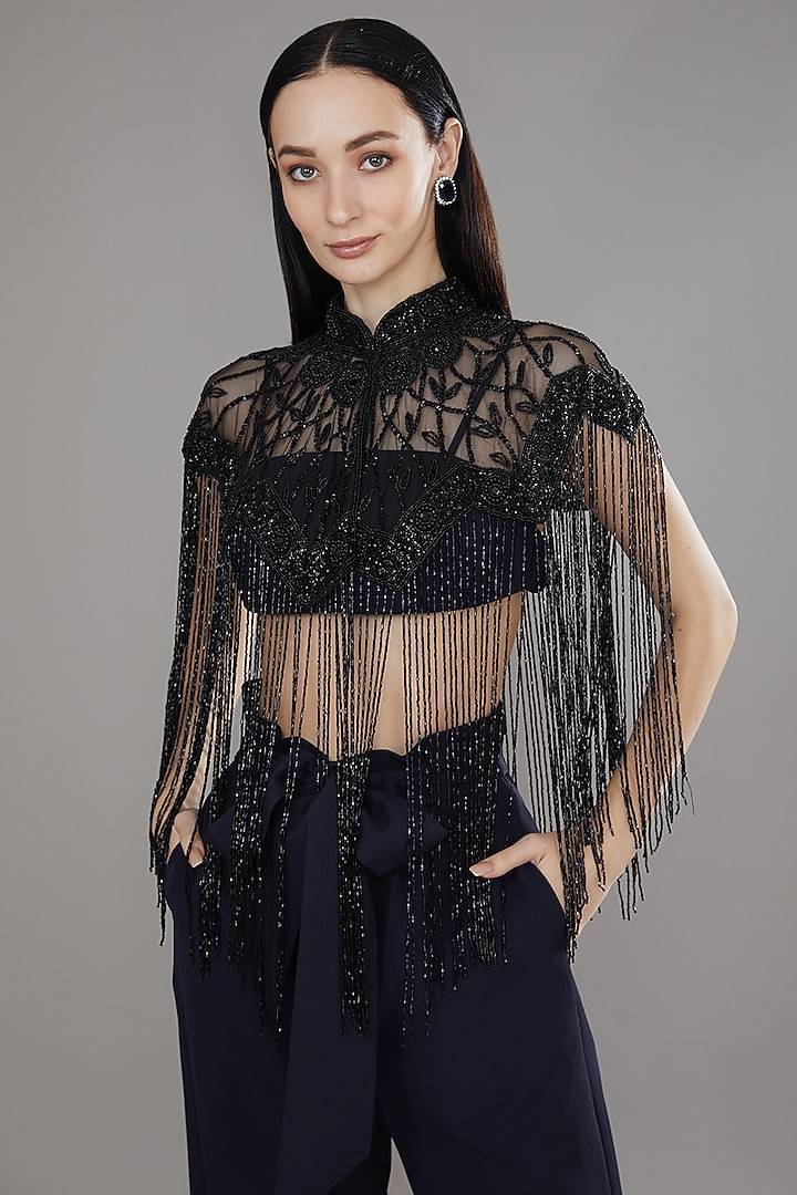 Black Sequins & Cutdana Cape by PETERPAN TRINKETS at Pernia's Pop Up Shop