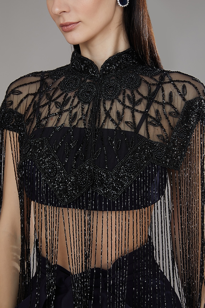 Black Sequins & Cutdana Cape by PETERPAN TRINKETS at Pernia's Pop Up Shop