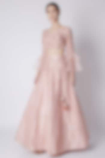 Rose Pink Embroidered Wedding Lehenga With Blouse by MASUMI MEWAWALLA at Pernia's Pop Up Shop