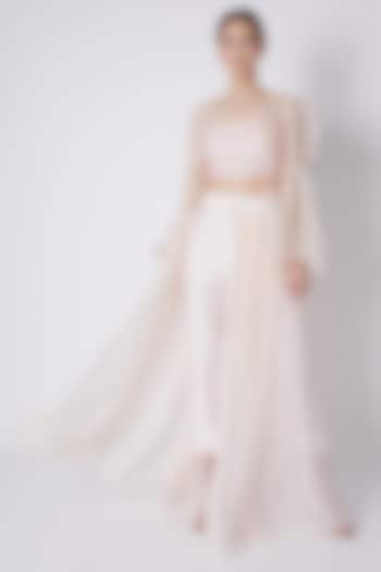 Creme Embroidered Jacket Set by MASUMI MEWAWALLA at Pernia's Pop Up Shop