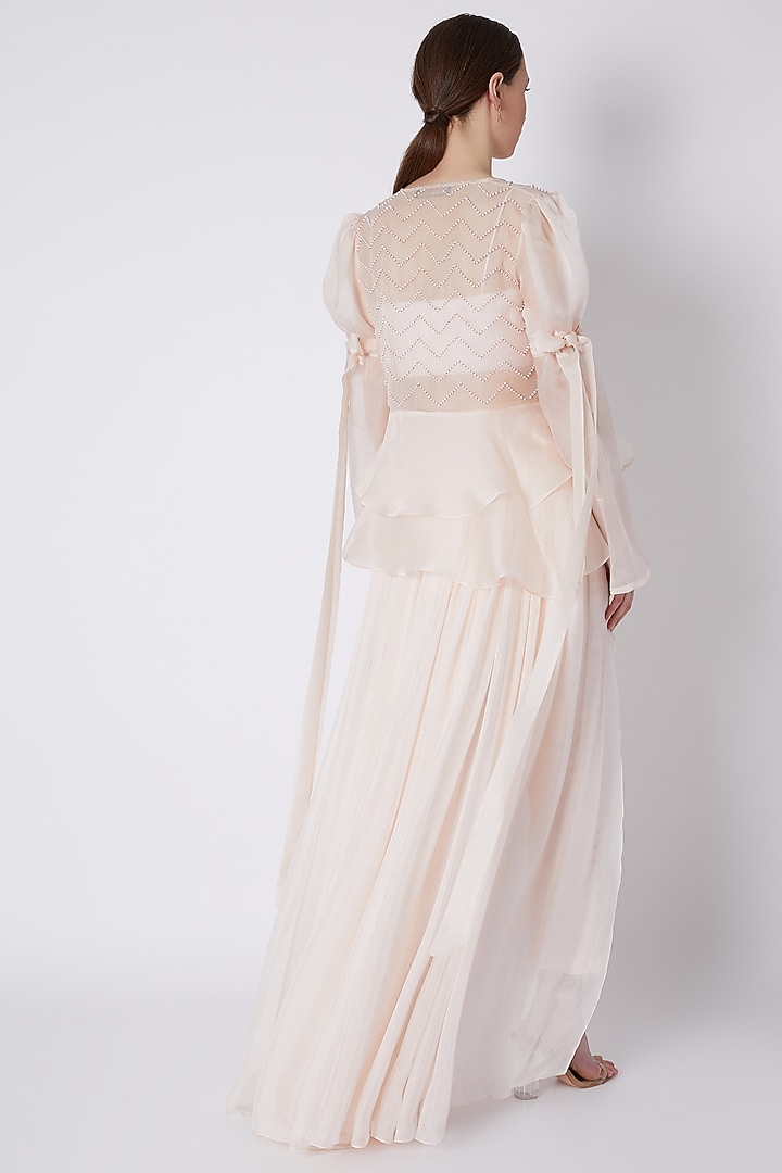 Creme Embroidered Jacket Set by MASUMI MEWAWALLA at Pernia's Pop Up Shop
