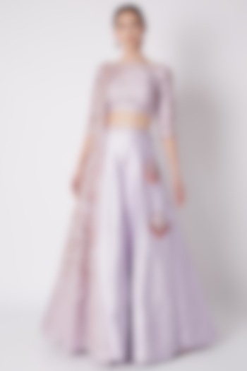 Lilac Embroidered Jacket Wedding Lehenga Set by MASUMI MEWAWALLA at Pernia's Pop Up Shop