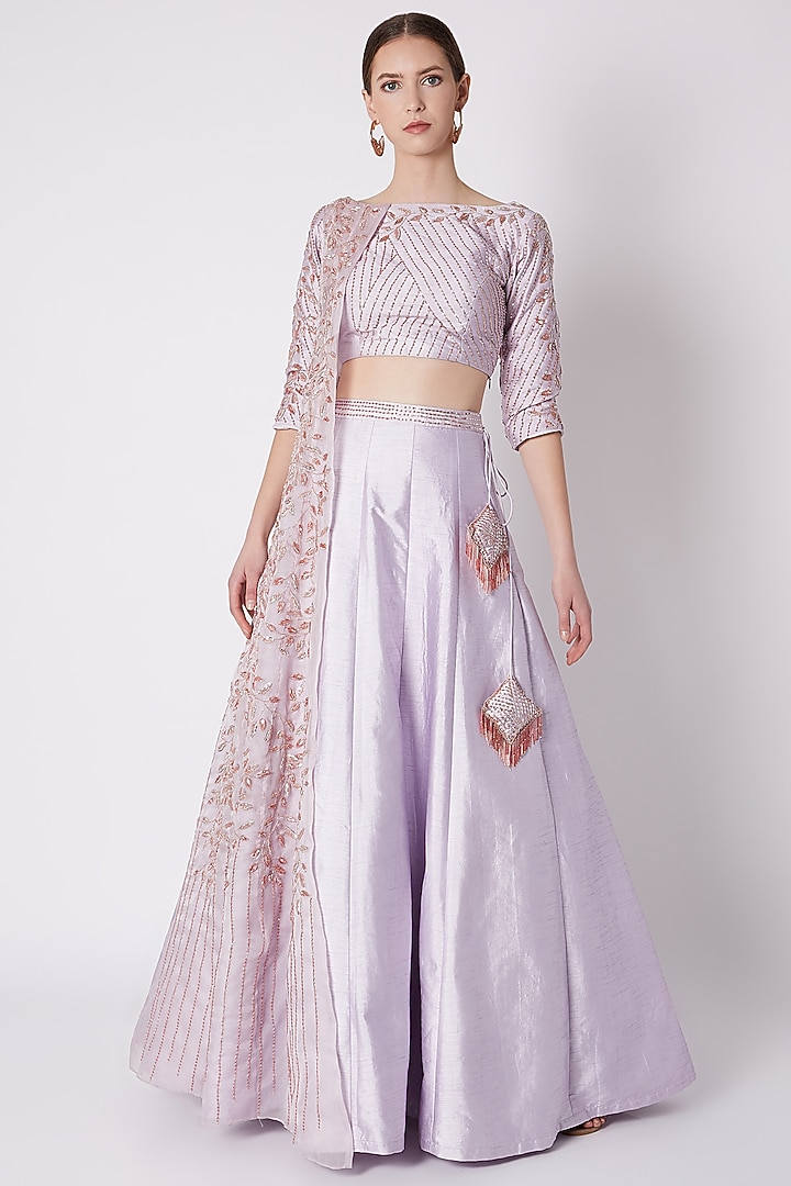 Lilac Embroidered Jacket Wedding Lehenga Set by MASUMI MEWAWALLA at Pernia's Pop Up Shop