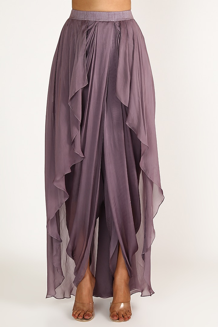 Mauve Embroidered Pant Set by MASUMI MEWAWALLA at Pernia's Pop Up Shop