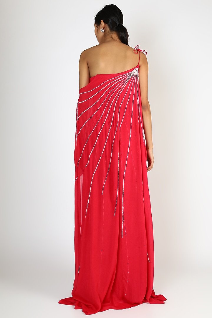 Red Embroidered Palazzo Pant Set by MASUMI MEWAWALLA at Pernia's Pop Up Shop