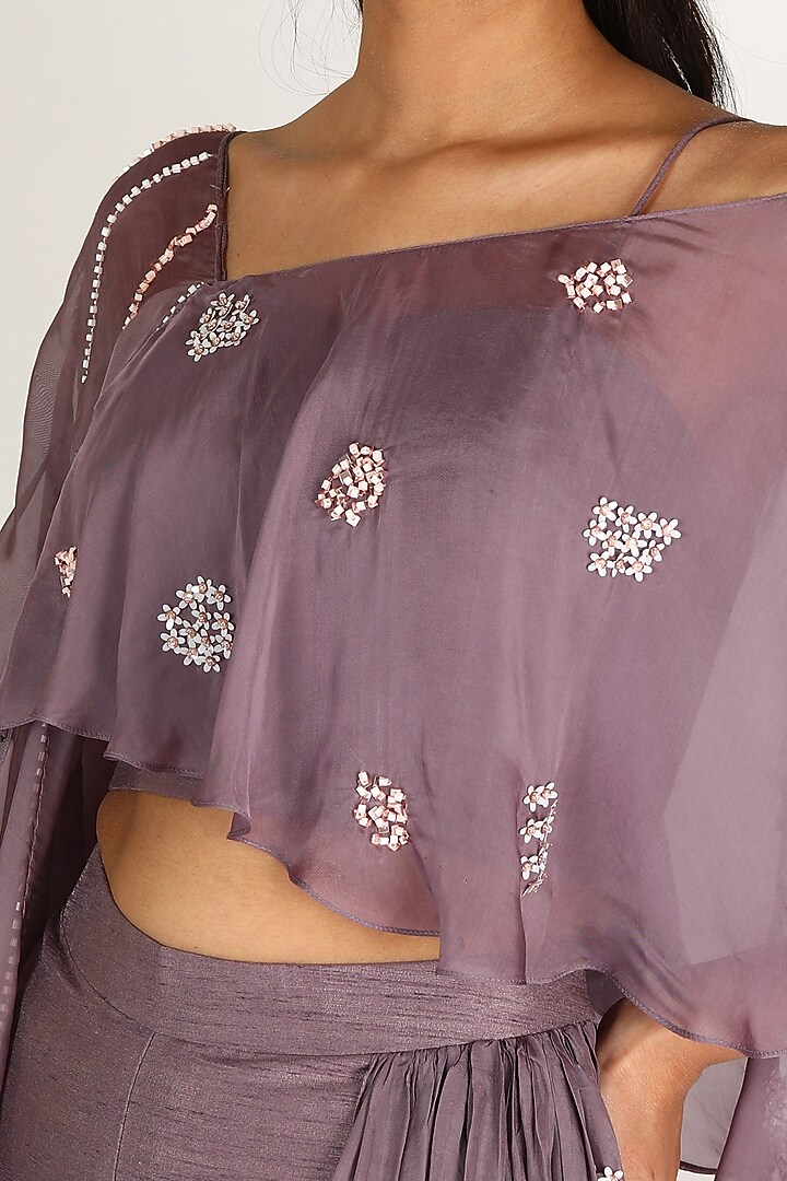 Dusty Mauve Embroidered Pant Set by MASUMI MEWAWALLA at Pernia's Pop Up Shop