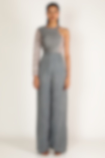 Grey Embroidered Jumpsuit by MASUMI MEWAWALLA at Pernia's Pop Up Shop