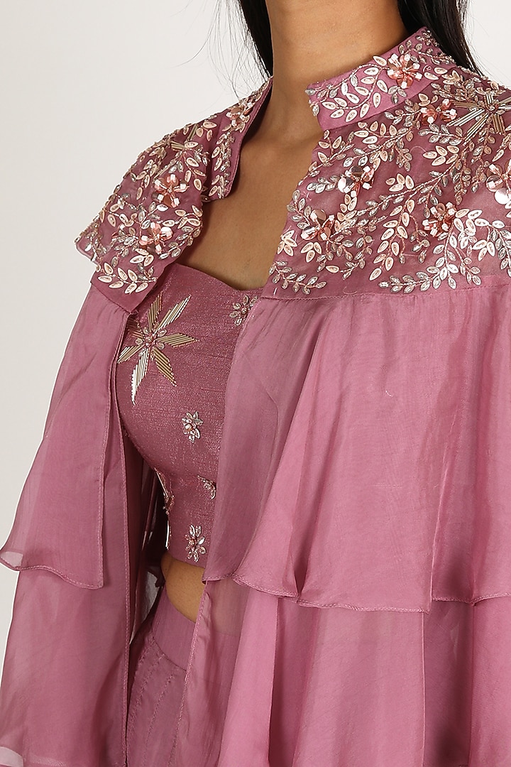 Purple Embroidered Skirt Set by MASUMI MEWAWALLA at Pernia's Pop Up Shop