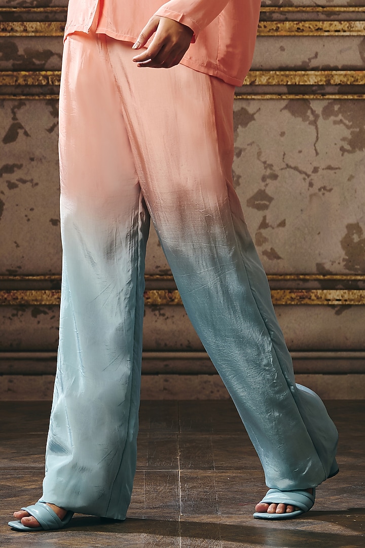 Peach & Blue Ombre Natural Crepe Co-Ord Set by Masumi Mewawalla at Pernia's Pop Up Shop