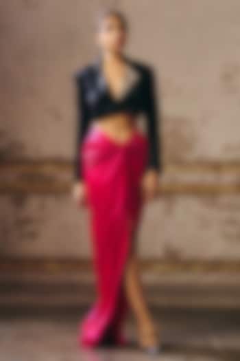 Hot Pink Mashru Skirt Set by Masumi Mewawalla at Pernia's Pop Up Shop