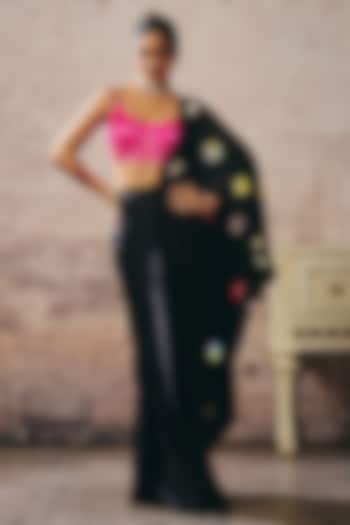 Black Mashru & Gajji Skirt Party Wear Saree Set by Masumi Mewawalla at Pernia's Pop Up Shop