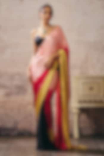 Multi-Colored Ombre Gajji & Natural Crepe Party Wear Saree Set by Masumi Mewawalla at Pernia's Pop Up Shop