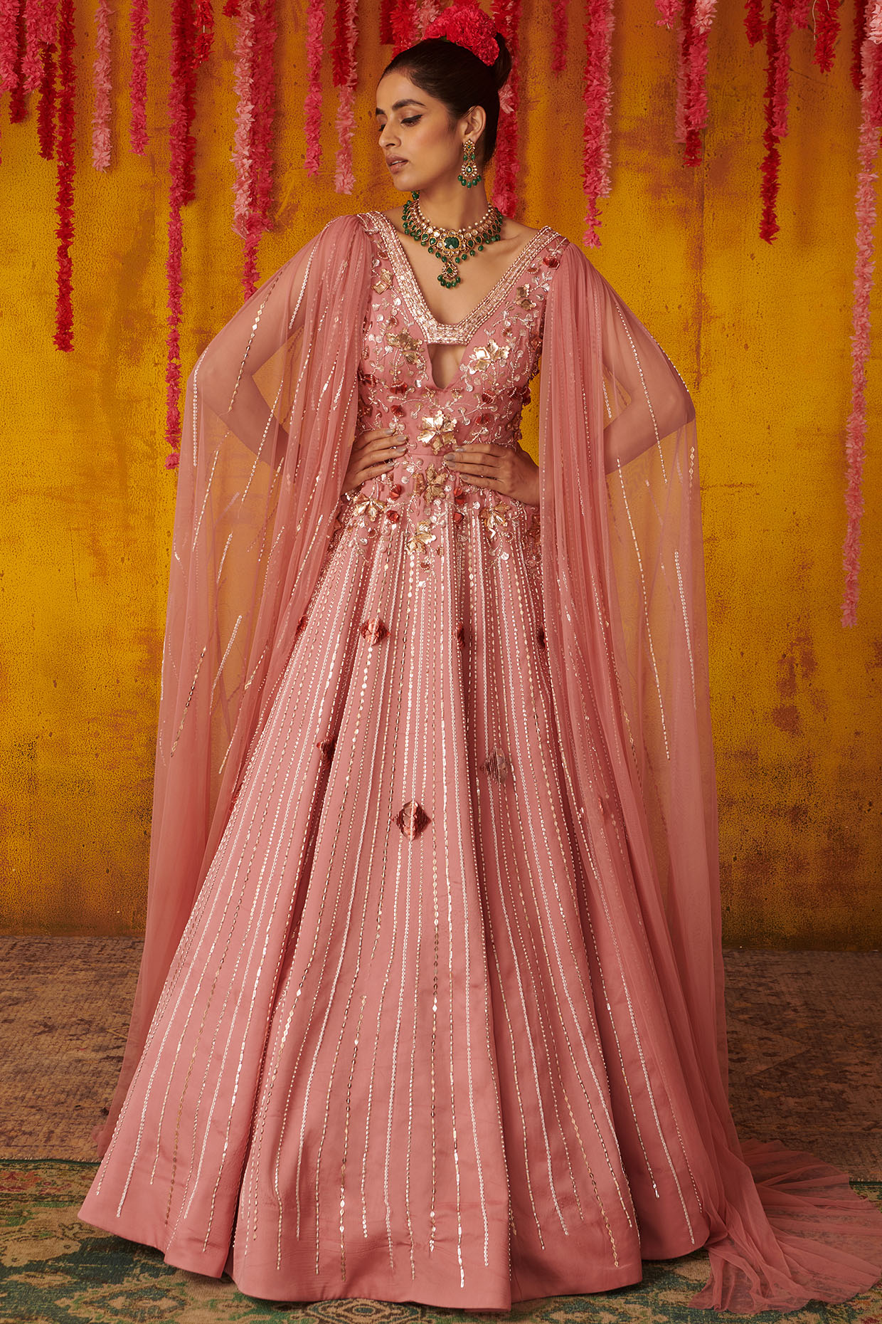 Net Self Design Mom Daughter Gown, ONION PINK at Rs 15000 in Hyderabad |  ID: 2849421617588