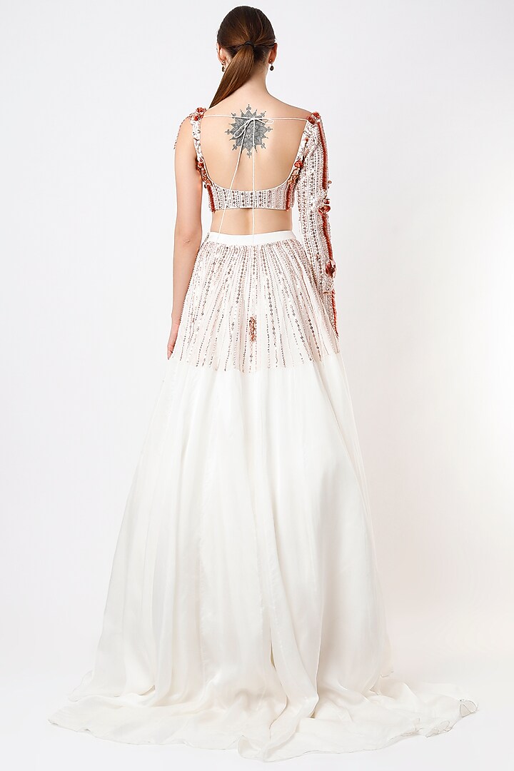 White Embroidered Wedding Lehenga Set by MASUMI MEWAWALLA at Pernia's Pop Up Shop
