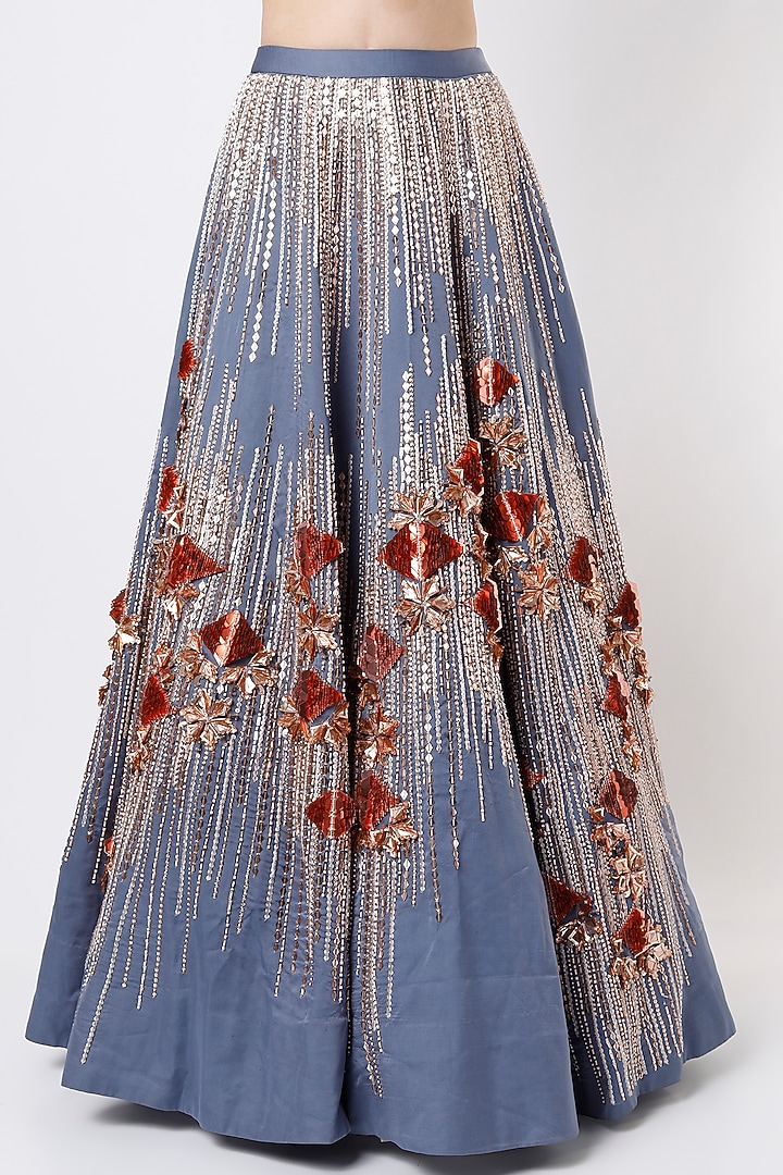Periwinkle Blue Embroidered Bridal Lehenga Set by MASUMI MEWAWALLA at Pernia's Pop Up Shop