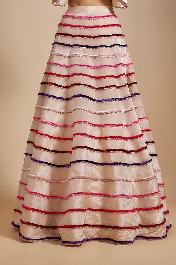 Multi-Colored Tissue Badla Embroidered Wedding Lehenga Set by Masumi Mewawalla at Pernia's Pop Up Shop