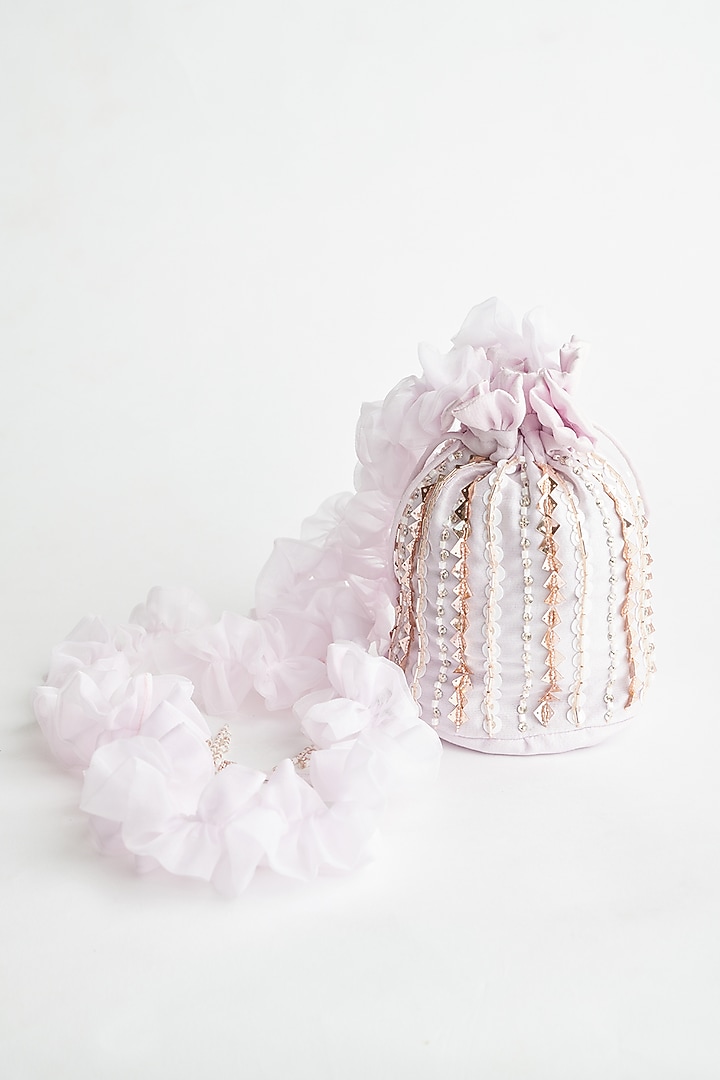 Lilac Embroidered Sling Potli by MASUMI MEWAWALLA at Pernia's Pop Up Shop