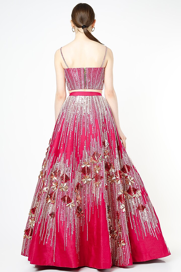 Fuchsia Embellished Bridal Lehenga Set by MASUMI MEWAWALLA at Pernia's Pop Up Shop