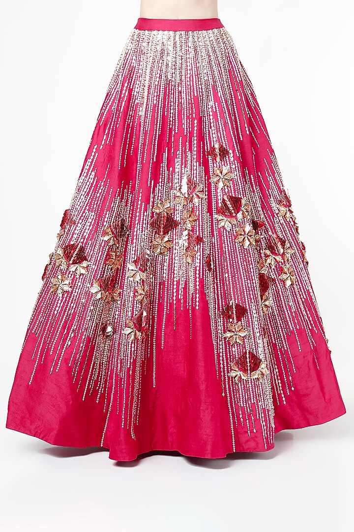 Fuchsia Embellished Bridal Lehenga Set by MASUMI MEWAWALLA at Pernia's Pop Up Shop