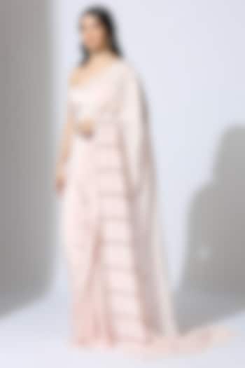 Baby Pink Natural Crepe Embroidered Wedding Saree Set by MASUMI MEWAWALLA at Pernia's Pop Up Shop