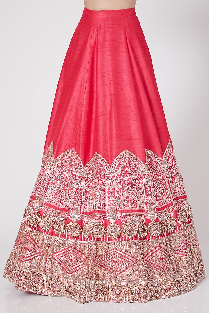 Pink Embroidered Bridal Lehenga Set by MASUMI MEWAWALLA at Pernia's Pop Up Shop
