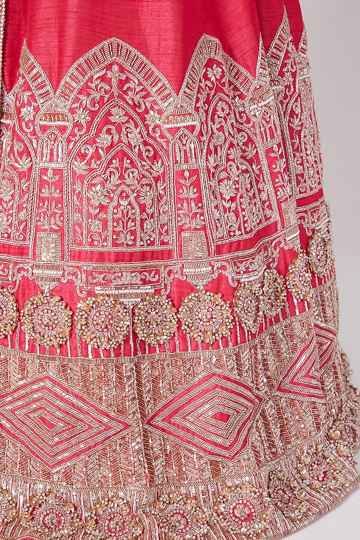 Pink Embroidered Bridal Lehenga Set by MASUMI MEWAWALLA at Pernia's Pop Up Shop