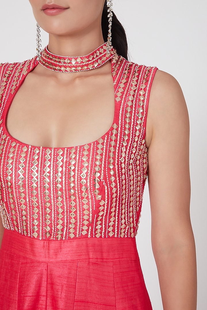 Hot Pink Embroidered Jumpsuit by MASUMI MEWAWALLA at Pernia's Pop Up Shop
