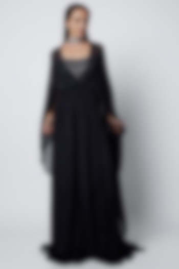 Navy Blue Embroidered Jumpsuit by MASUMI MEWAWALLA at Pernia's Pop Up Shop