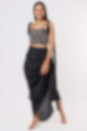Black Crepe Dhoti Set by MASUMI MEWAWALLA at Pernia's Pop Up Shop