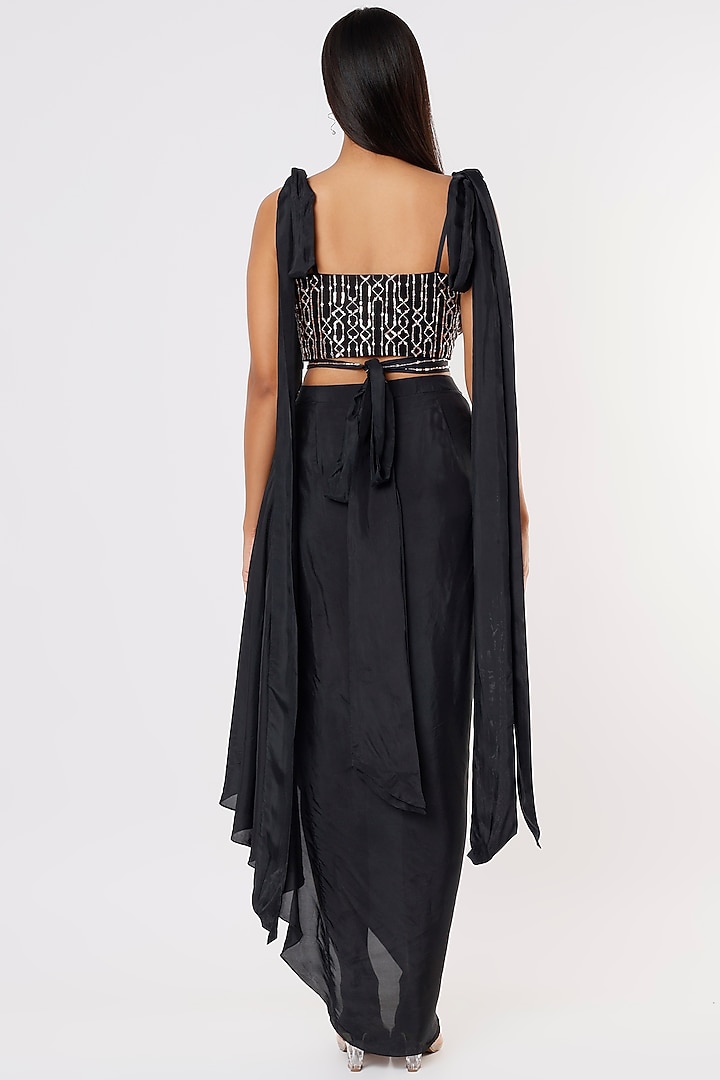 Black Crepe Dhoti Set by MASUMI MEWAWALLA at Pernia's Pop Up Shop
