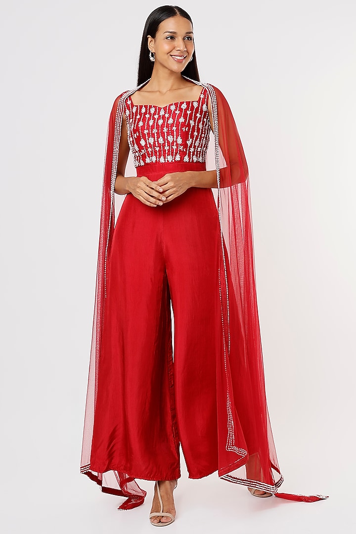 Ruby Embroidered Jumpsuit by MASUMI MEWAWALLA