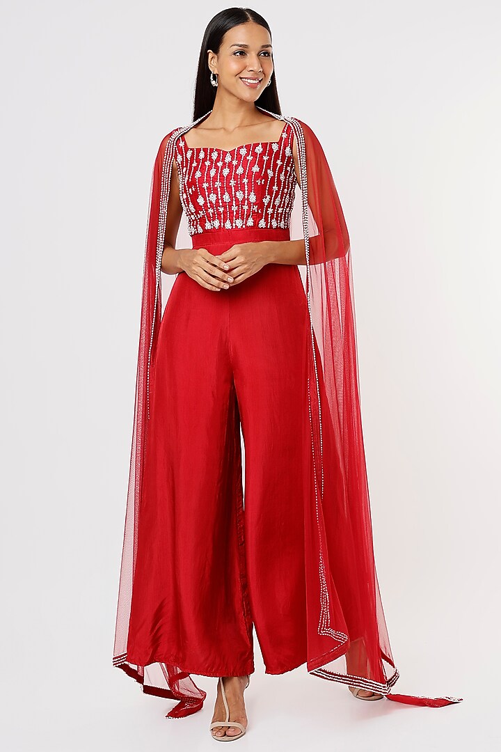 Ruby Embroidered Jumpsuit by MASUMI MEWAWALLA