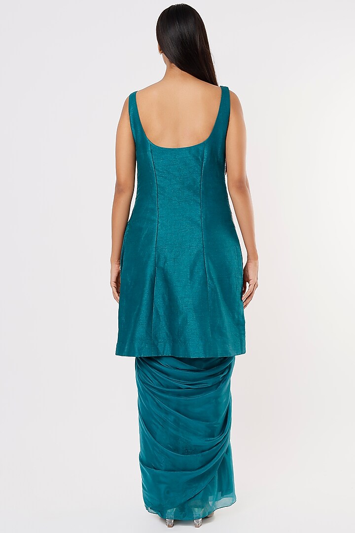 Teal Green Embroidered Tunic Set by MASUMI MEWAWALLA at Pernia's Pop Up Shop