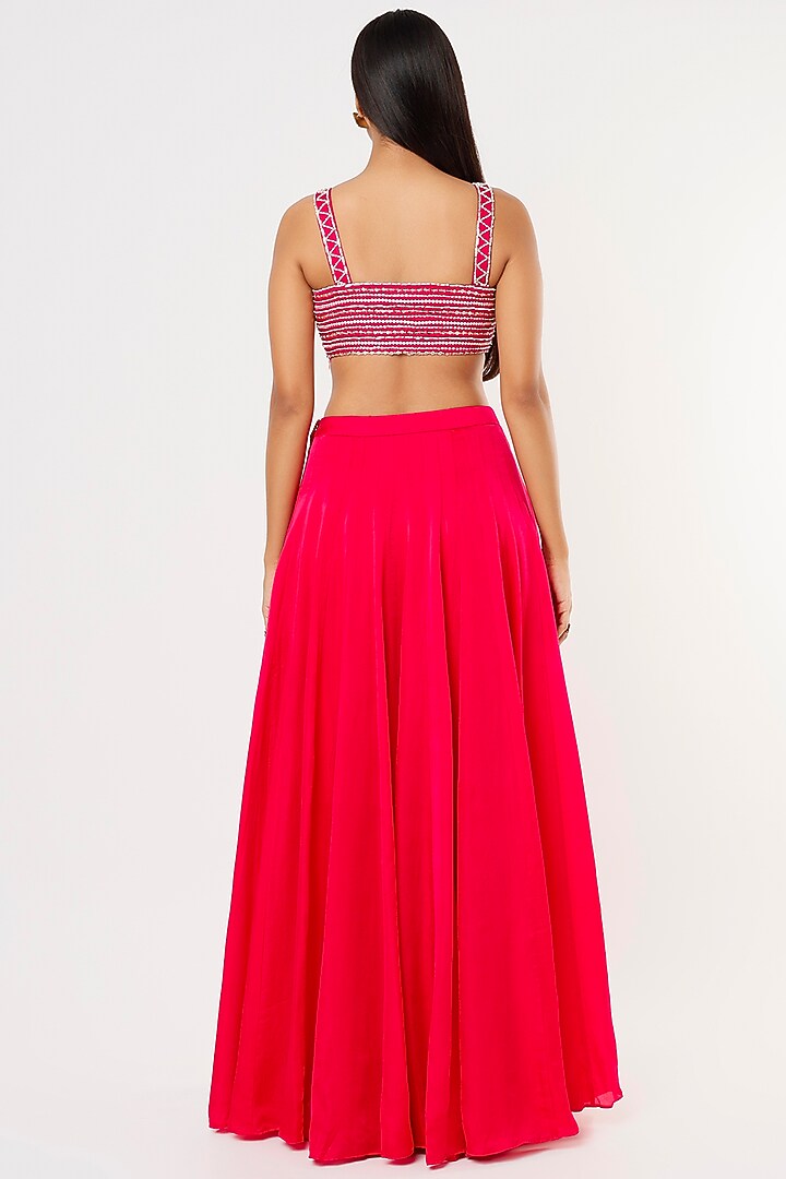 Hot Pink Silk Skirt Set by MASUMI MEWAWALLA at Pernia's Pop Up Shop