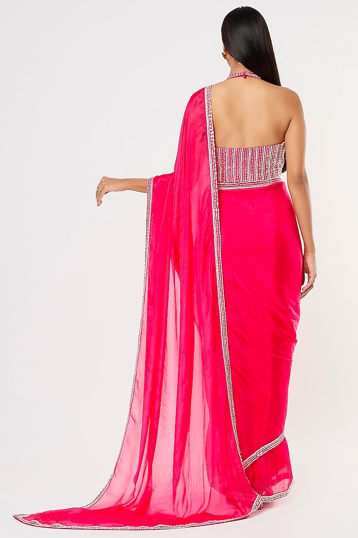 Hot Pink Silk Wedding Saree Set by MASUMI MEWAWALLA at Pernia's Pop Up Shop