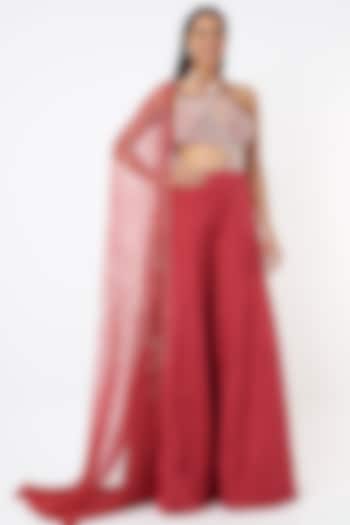 Red Silk Jumpsuit by MASUMI MEWAWALLA