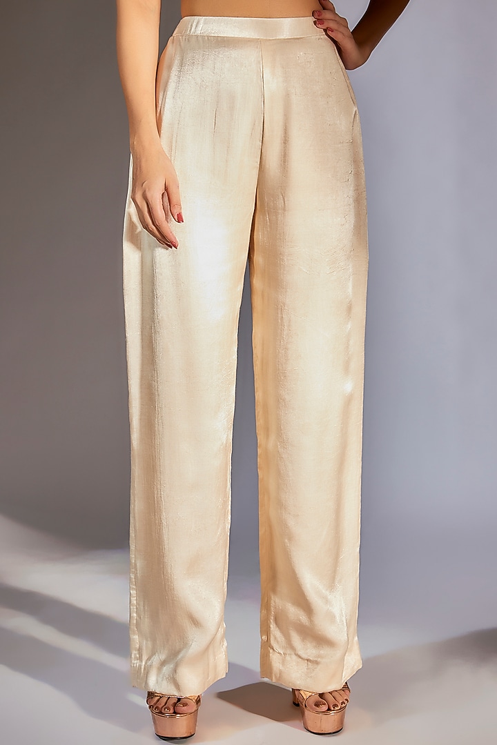 Beige & Mustard Ombre Satin Organza Jacket Set by MASUMI MEWAWALLA at Pernia's Pop Up Shop