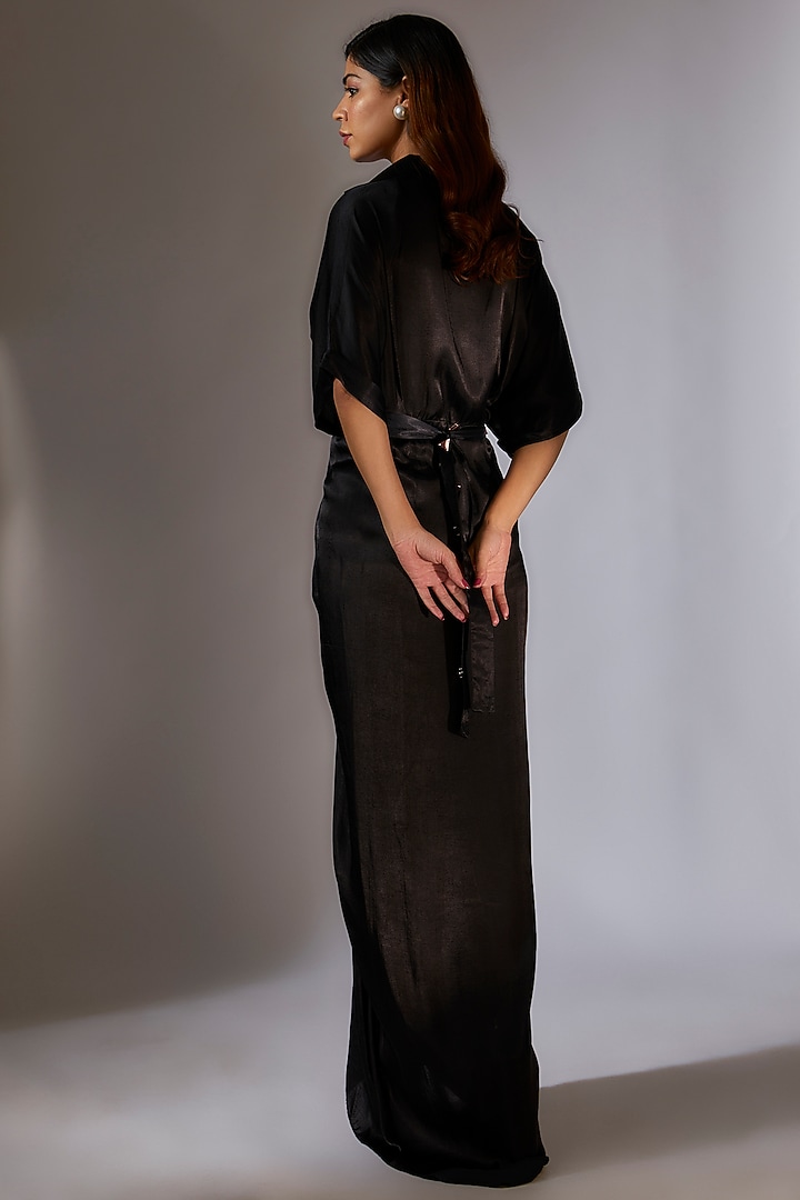 Black Gajji Silk Embroidered Summer Shirt Dress by MASUMI MEWAWALLA at Pernia's Pop Up Shop