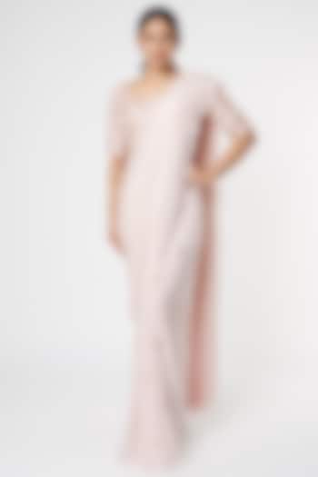 Blush Pink Aari Embroidered Wedding Saree Set by MASUMI MEWAWALLA at Pernia's Pop Up Shop
