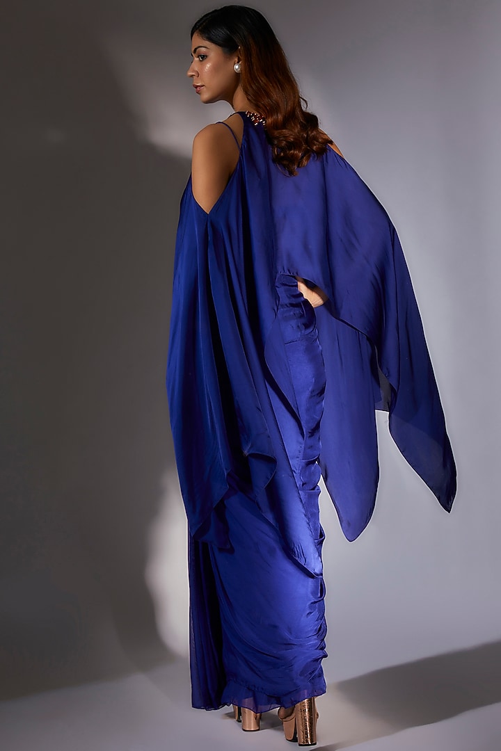 White Tabby Silk Draped Skirt Set by MASUMI MEWAWALLA at Pernia's Pop Up Shop