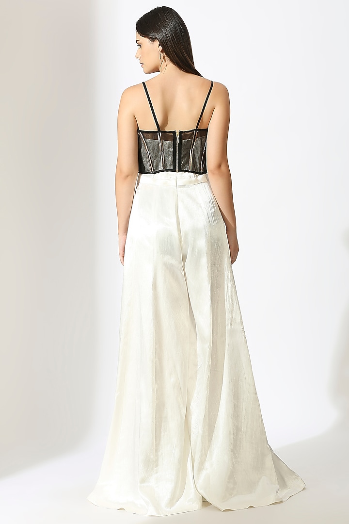 White Gajji Silk Strapless Jumpsuit by MASUMI MEWAWALLA at Pernia's Pop Up Shop
