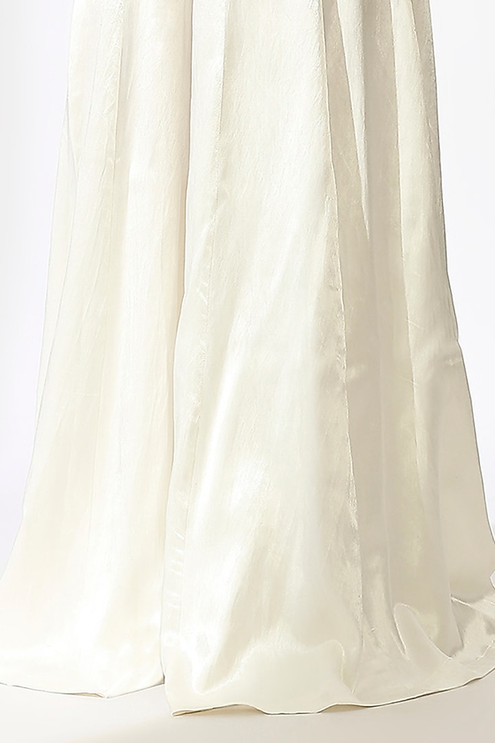 White Gajji Silk Strapless Jumpsuit by MASUMI MEWAWALLA at Pernia's Pop Up Shop