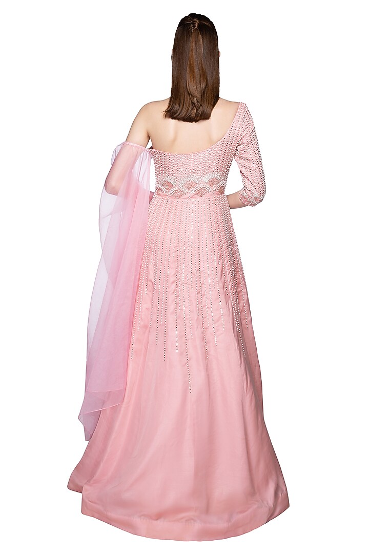 Rose Pink Embroidered Engagement Gown by MASUMI MEWAWALLA at Pernia's Pop Up Shop